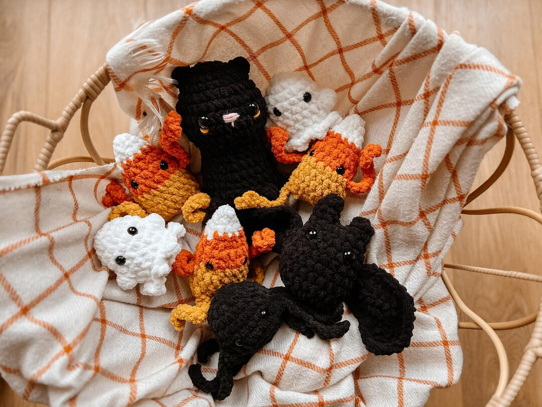 Boo Basket Buddies | Crochet Halloween Plushies | Halloween Decor, Spider, Ghost, Candy Corn, Boo... | Etsy (US)