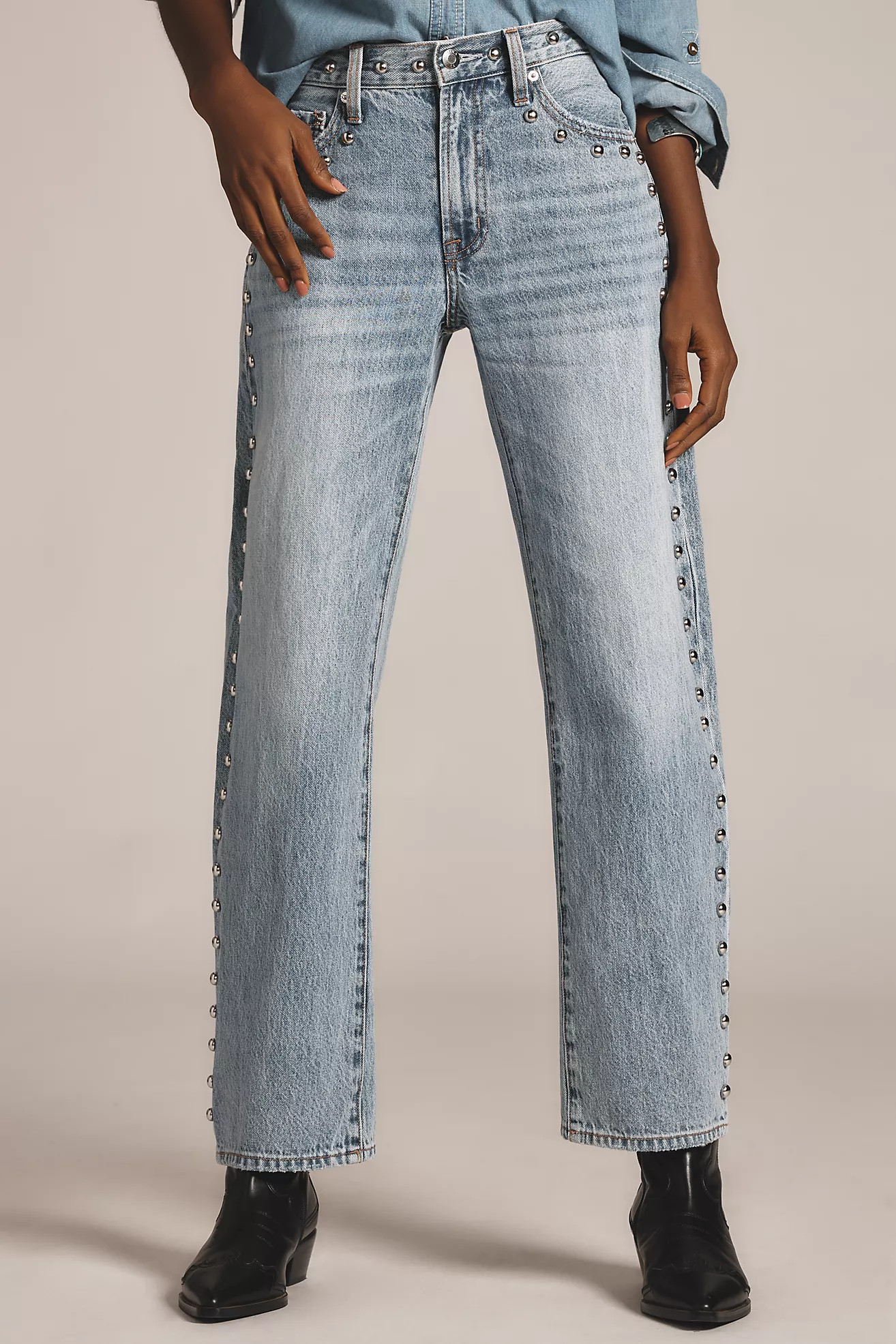 Pistola Lexi Mid-Rise Bowed Straight-Leg Jeans | Anthropologie (US)