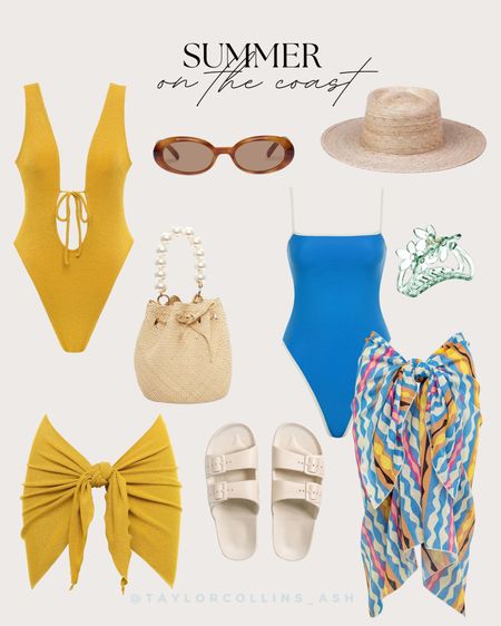 Montce swim suits, sarongs, and beach accessories for a coastal vacation! 