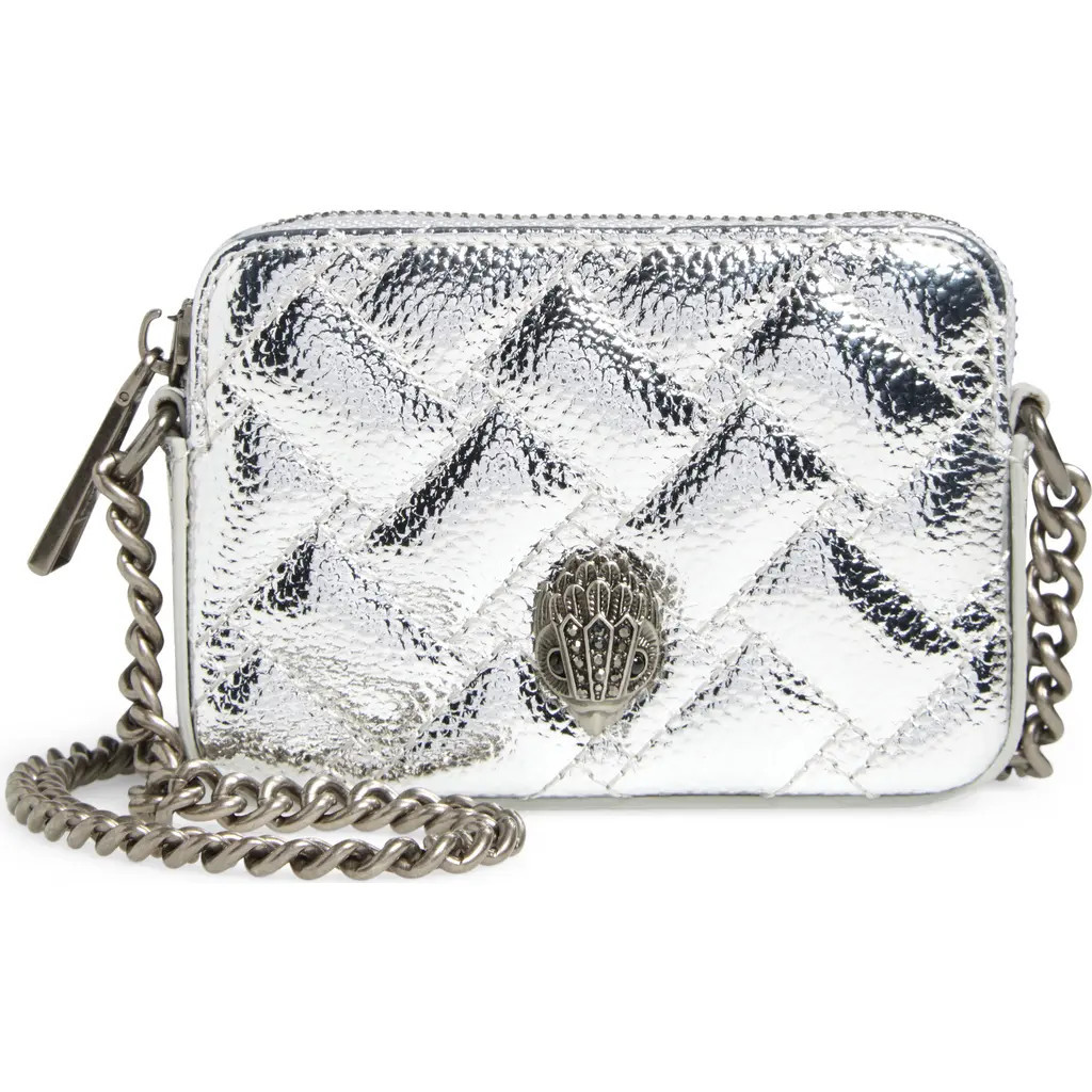 Kurt Geiger London Micro Kensington Metallic Faux Leather Camera Bag in Silver at Nordstrom | Nordstrom
