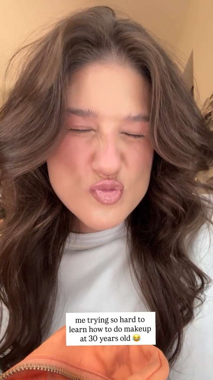 me trying so hard to learn to do makeup at 30 years old 🤣 also, love this  gloss bomb from Fenty in the color Blaz'D Donut! 🤍 

 #LTKFindsUnder50 #LTKBeauty