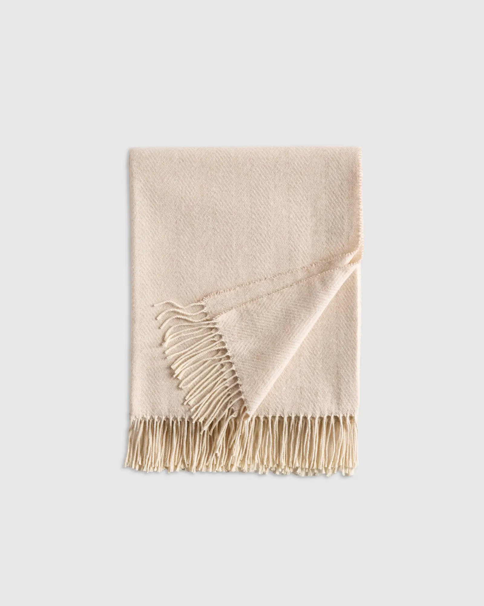 Italian Recycled Cotton Herringbone Throw in Natural | Quince