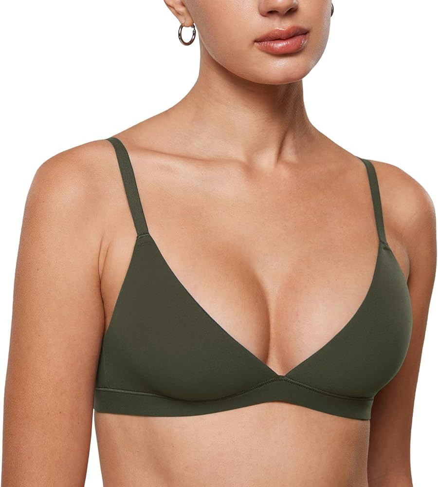 INLYRIC Women's Inbarely Triangle Bralette Plunge Unlined Seamless Bra No Underwire Sexy Comforta... | Amazon (US)