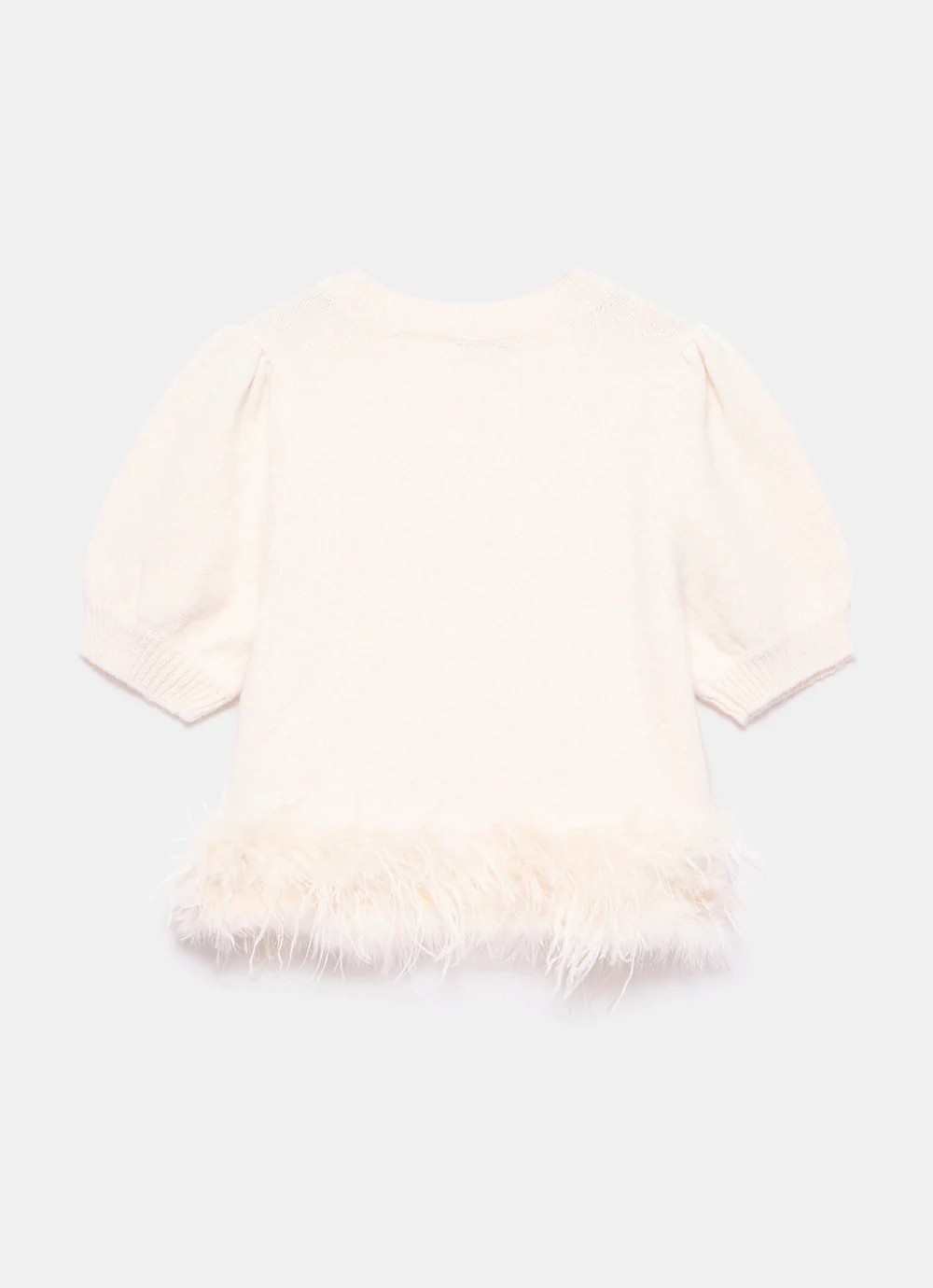 Cream Embellished Feather Trim Knit Top | Mint Velvet