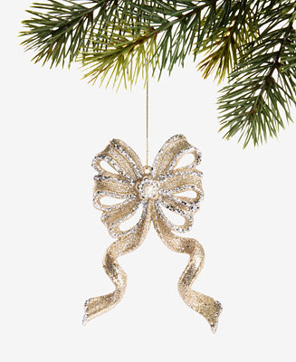 Holiday Lane Christmas Glitters Gold Bow Ornament, Macy's Exclusive  - Macy's | Macy's