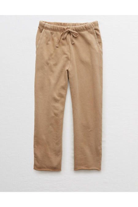 Aerie Sandy Fleece Cropped Sweatpant Women's Dark Tan S | American Eagle Outfitters (US & CA)