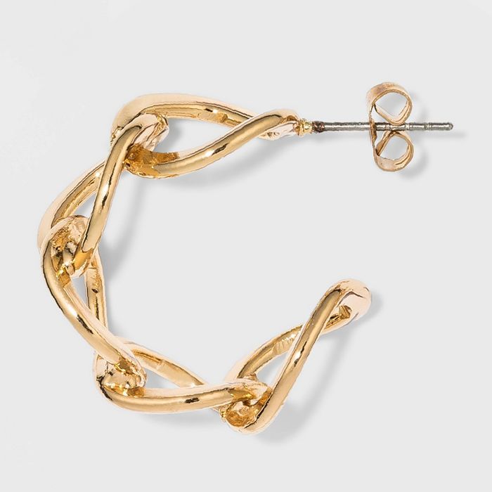 Metal Link Hoop Earrings - A New Day™ Gold | Target