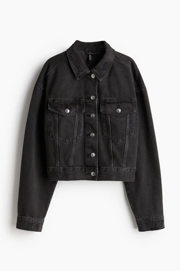 Short Denim Jacket - Black - Ladies | H&M US | H&M (US + CA)