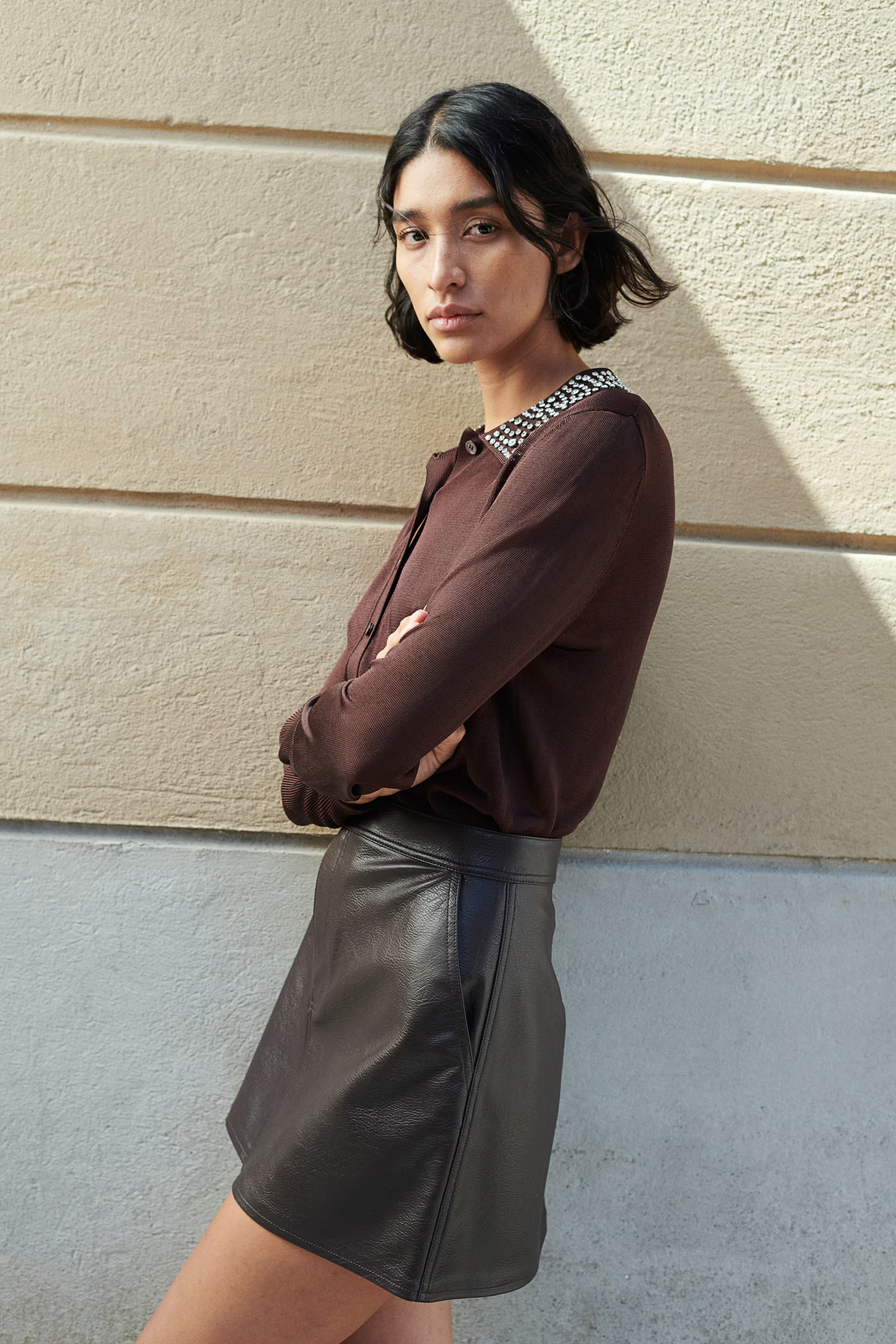 Coated mini skirt | H&M (UK, MY, IN, SG, PH, TW, HK)