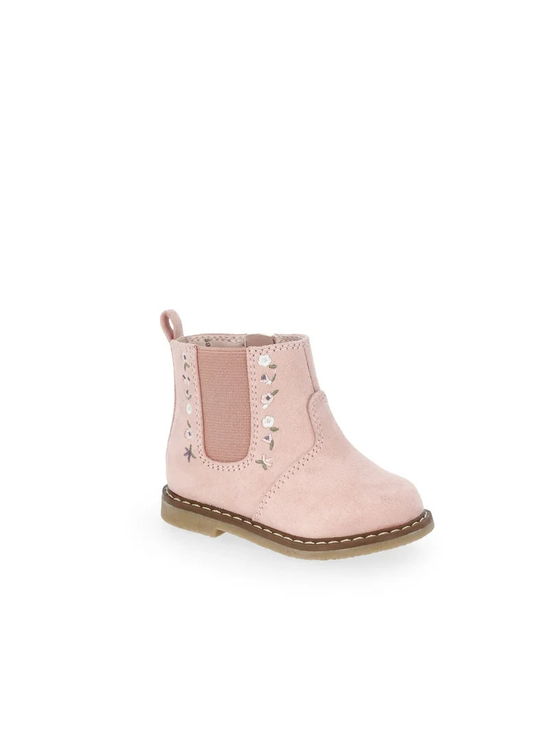 Wonder Nation Baby and Toddler Girls Chelsea Boots with Floral Embroidery - Walmart.com | Walmart (US)