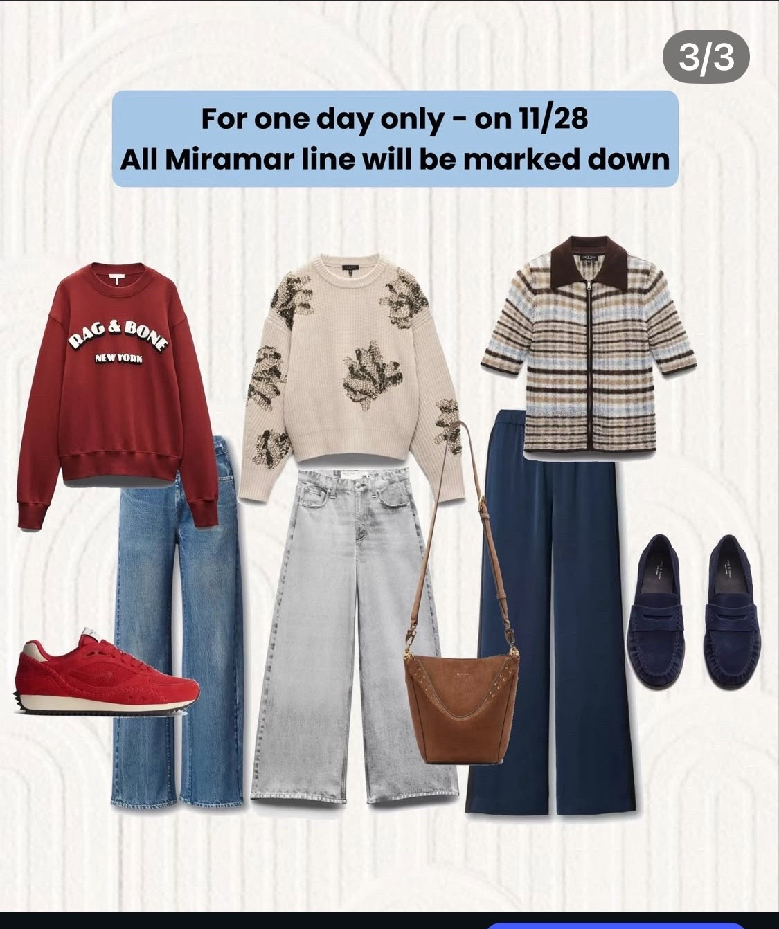 Black Friday only!  Rag and Bone Miramar collection will be on sale. Denim sale. Must have terry jeans 

Now early Black Friday sale 25% off much of the site. Best deals on this brand all year  

Rag & Bone sale site wide 


#ragandbone #blackfriday

#LTKOver40 #LTKSaleAlert