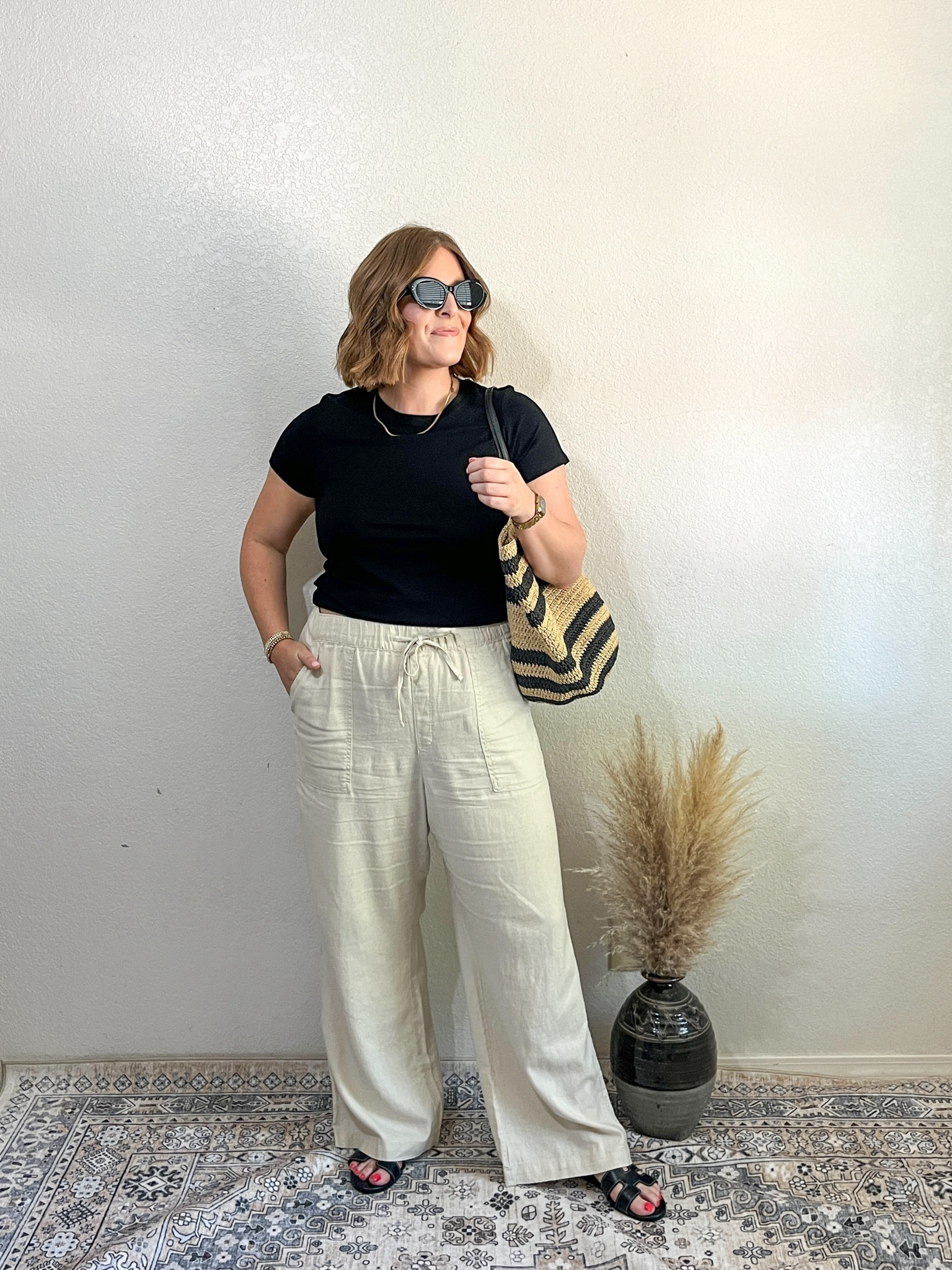 Day 5 of Summer Outfits// a comfy + elevated everyday look! 

I’m 5’4 and these wide leg pants are the perfect length for me to wear flat sandals with! They also come in petite and tall. 

T-shirt L (tts)
Pants L (if curvier, stay true to size! If more petite, you can size down! The M fit me but were too tight in my thighs) 
Bag is thrifted (linked similar)

#LTKStyleTip #LTKFindsUnder50 #LTKMidsize