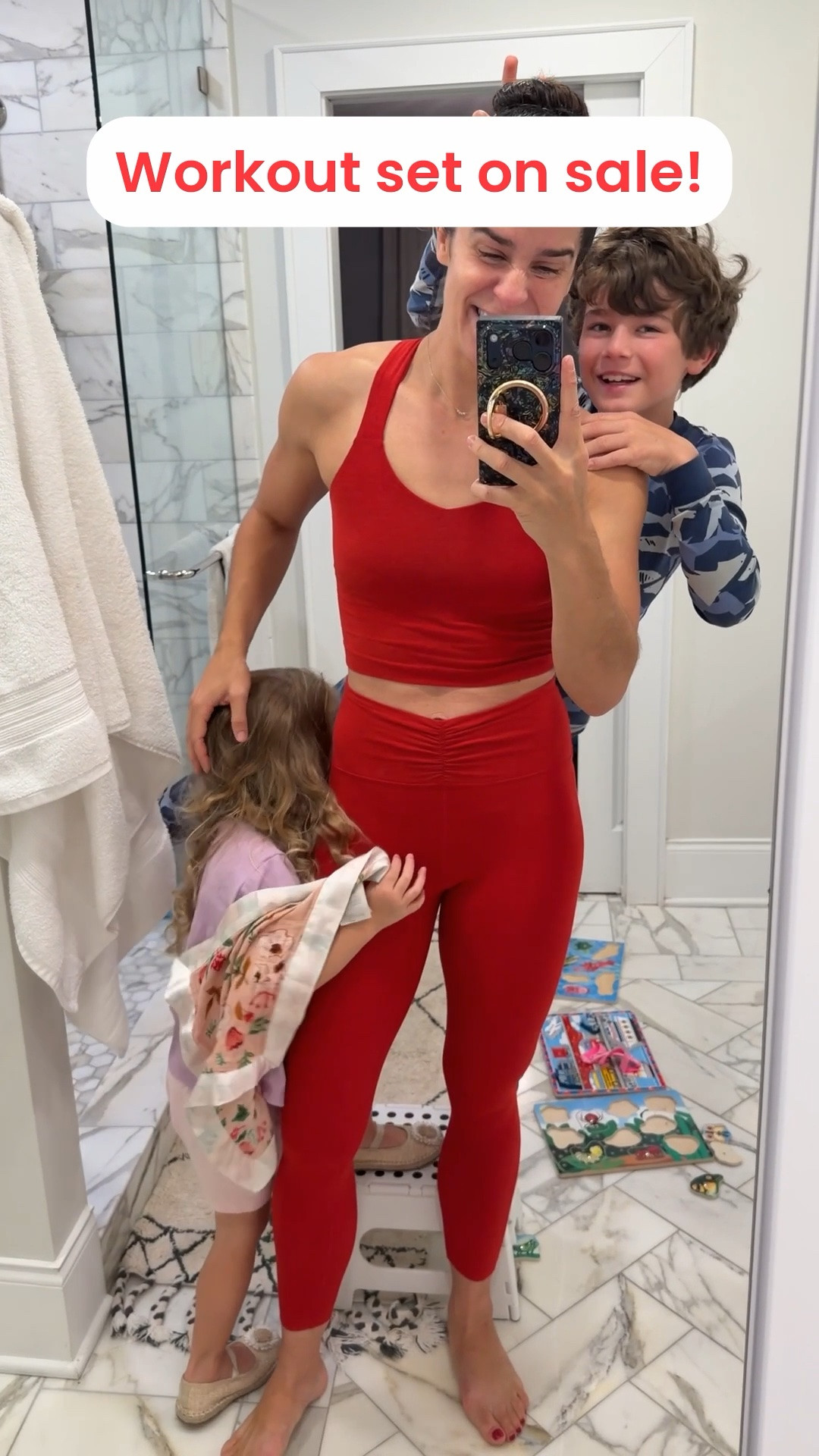 I love this set by Beyond Yoga- it’s hot yoga approved. 
The waist band didn’t slip, it’s extremely comfortable, the top has a built in bra (I wore my Cakes too because there’s no pads).
I felt cute and very comfy! 

They have lots of different styles in the same color way so you can mix and match tops and bottoms. 

I sized up one to a Medium in the top and bottoms.

Tagged this exact set and linked other items I got too!

#LTKootd #LTKActive #LTKSaleAlert