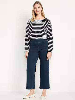 High-Waisted Weekender Pull-On Crop Wide-Leg Jeans | Old Navy (US)