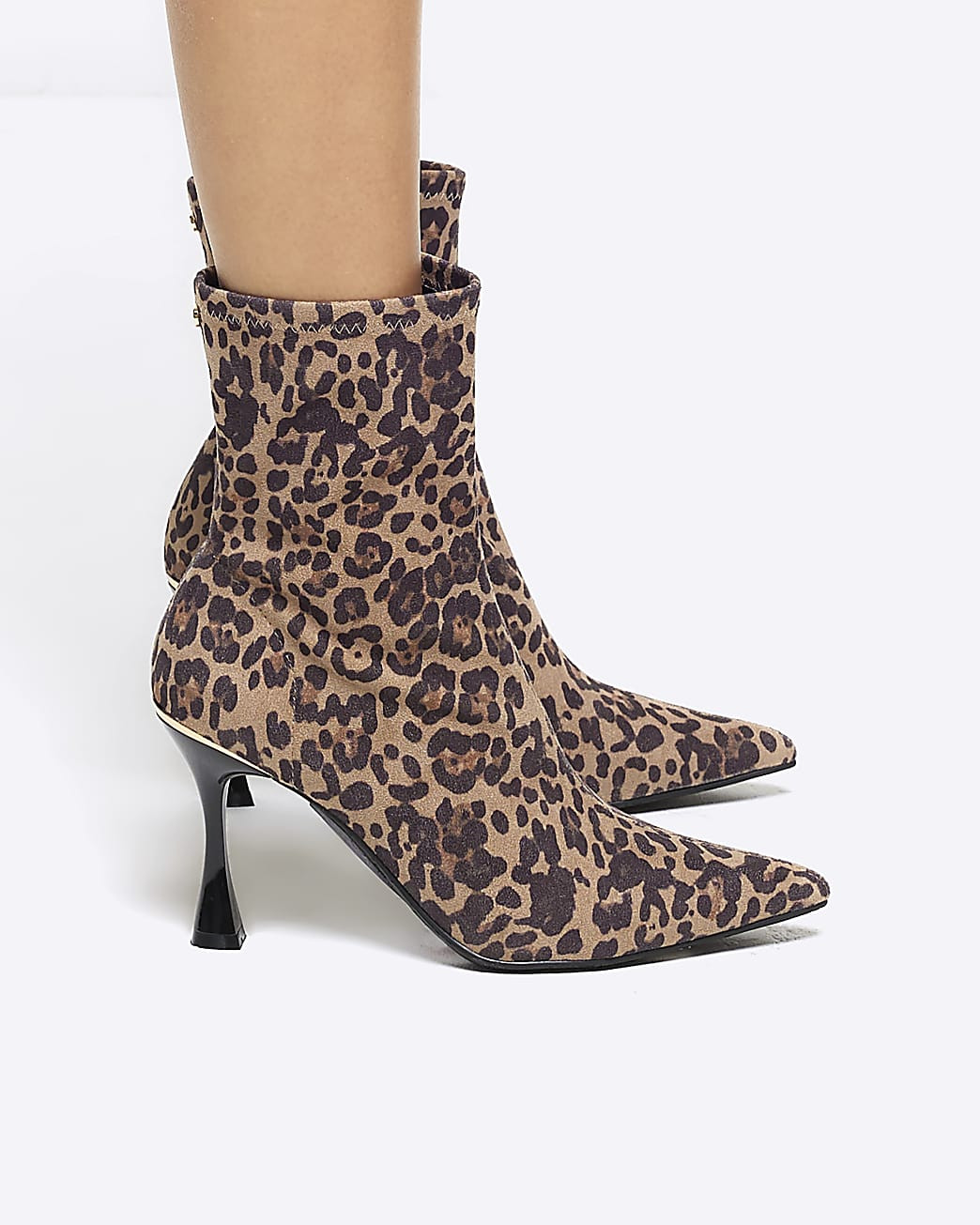 Beige leopard print heeled ankle boots | River Island (UK & IE)