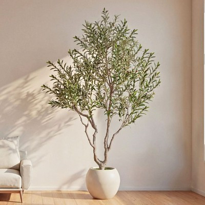 8FT Artificial Olive Tree with 16 Inch White Planter, Faux Olive Tree Realistic Leaves Lifelike Fruits Natural Trunk, Home Office Decor | Target