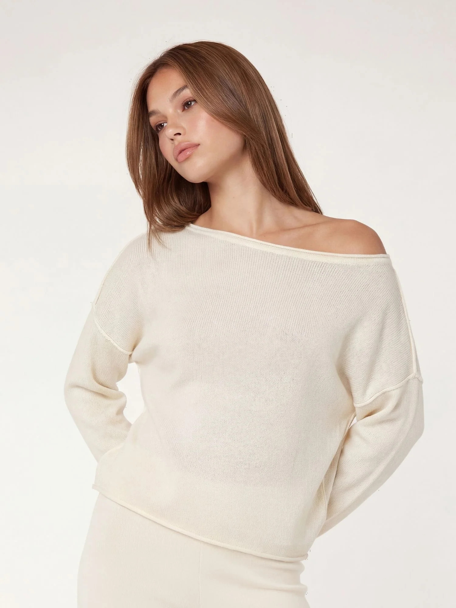 FAYE - Off-Shoulder Sweater • Cream | Ninety-9
