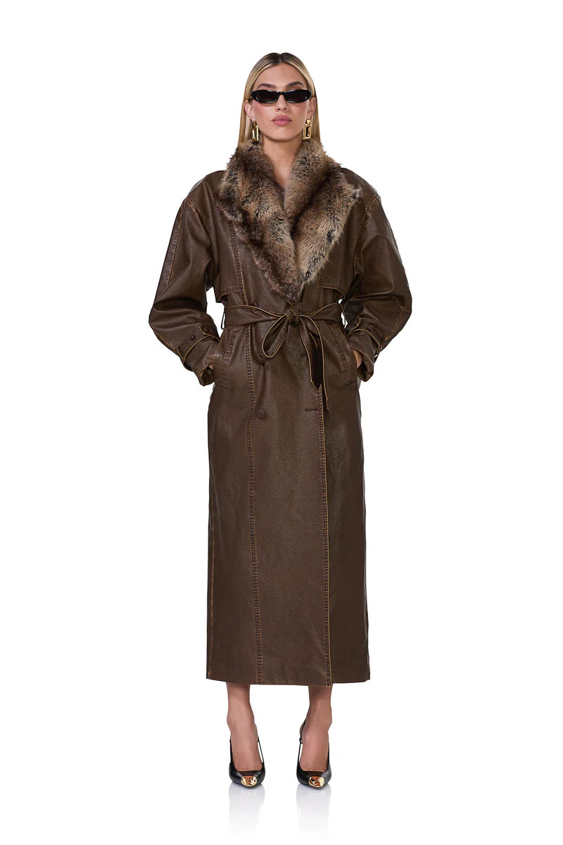 Saint Barrel Sleeve Trench Coat - Washed Brown | ShopAFRM
