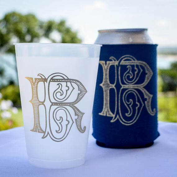 Interlocking Monogram Cups, Custom Logo Shatterproof Cups, Custom Frost Flex Cups, Wedding Cups, ... | Etsy (US)