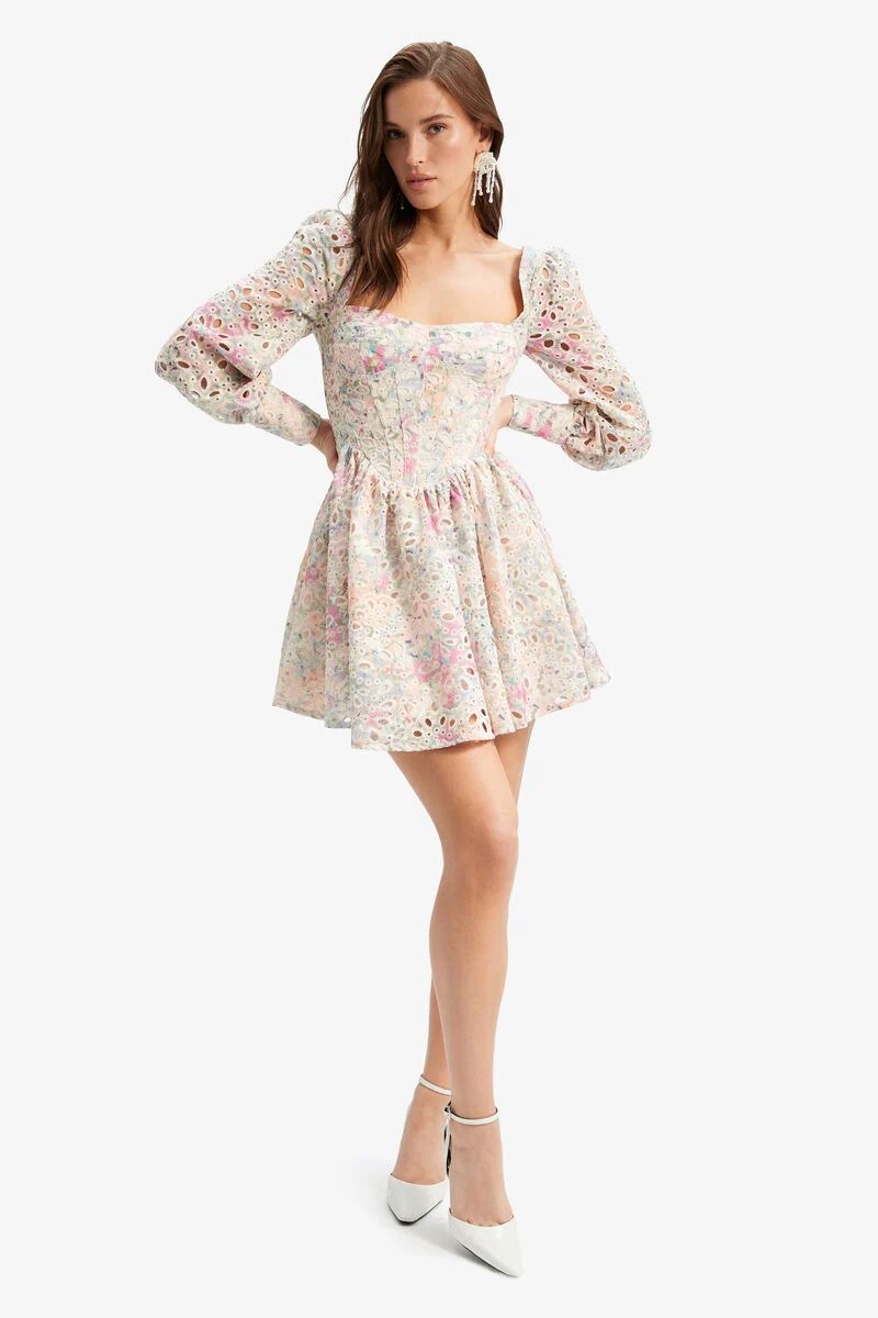 lila flounce broderie dress in pastel floral | Bardot (US)