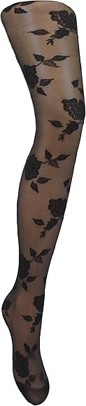 Adrian Roses Patterned Tights 20 Denier Black | Amazon (UK)
