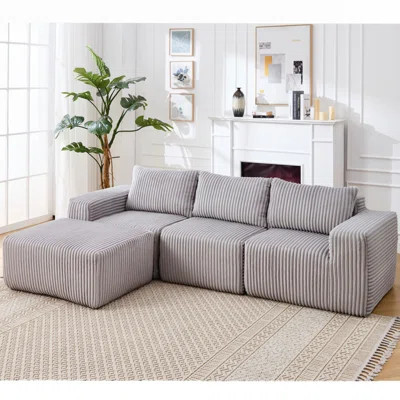 Modern Minimalist Modular Sectional Sofa, L-Shape Upholstered Cloud Couch with Deep Seats, Right Facing Chaise for Living Room | Wayfair North America