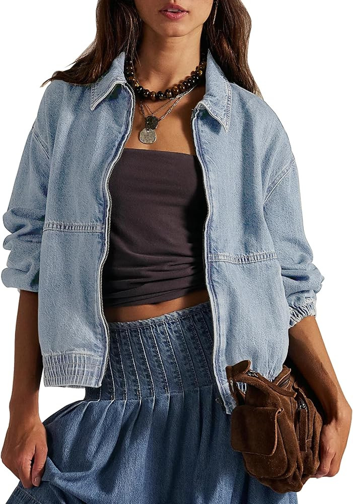Womens Denim Jean Jacket Bomber Jackets | Amazon (US)