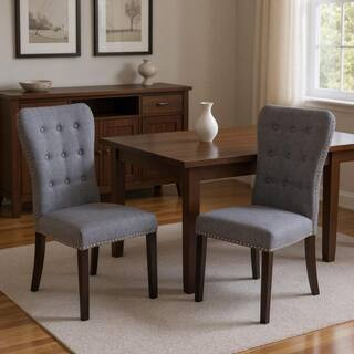 Gray Solid Wood Side Chair (Set of 2) | The Home Depot