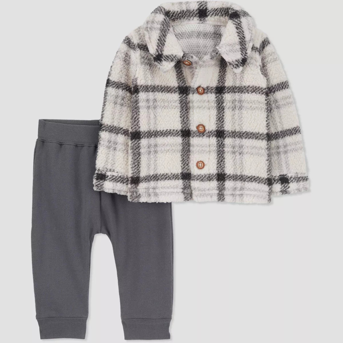 Carter's Just One You®️ Baby Boys' 2pc Plaid Top & Bottom Set - Cream/Gray 18M | Target