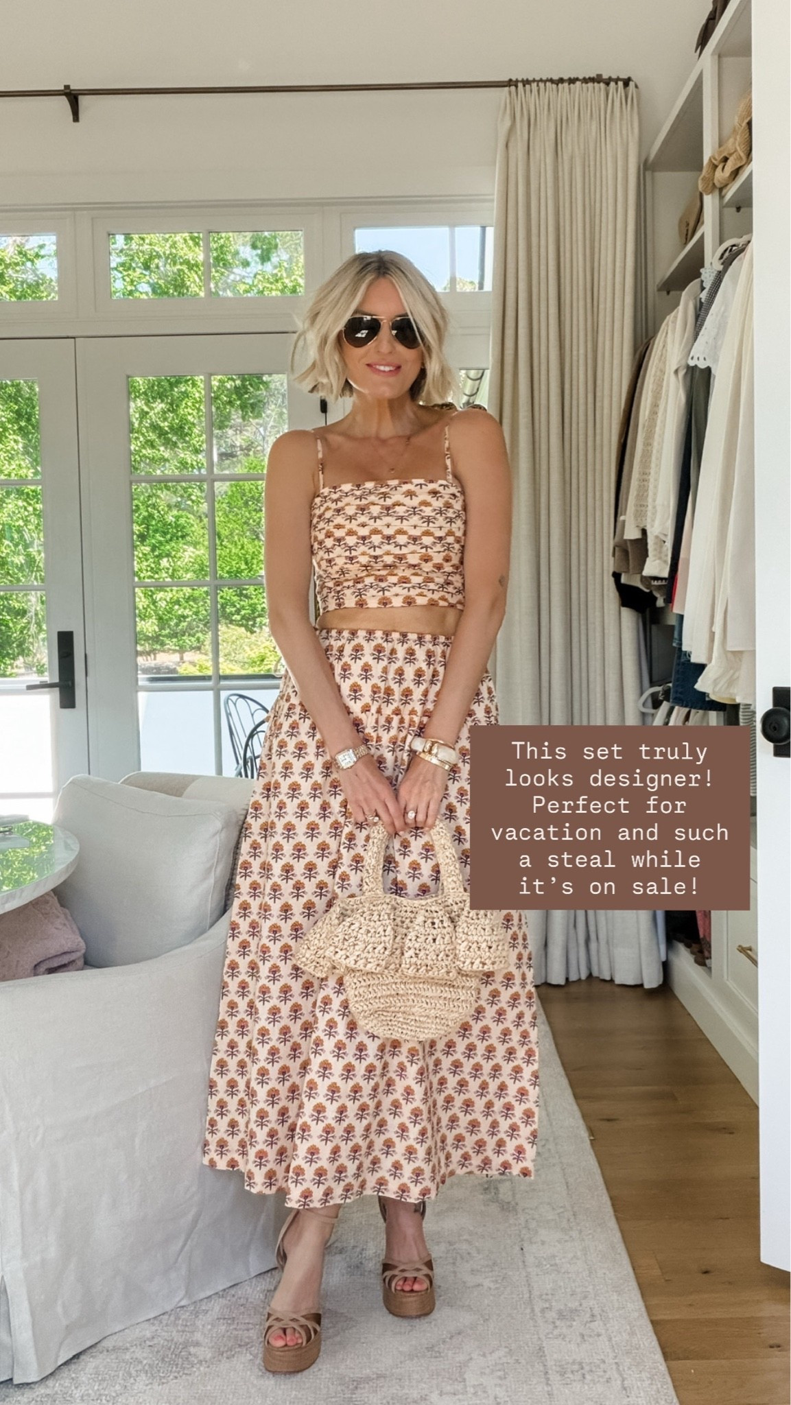 The most designer vibes matching skirt set at a lower price point! This is on sale now and is definitely worth the buy! Wearing S in both pieces. 

Loverly grey, matching maxi skirt set, loft sale women’s fashion, women’s apparel sale, floral skirt outfit ideas, vacation resort wear

#LTKSaleAlert #LTKSeasonal