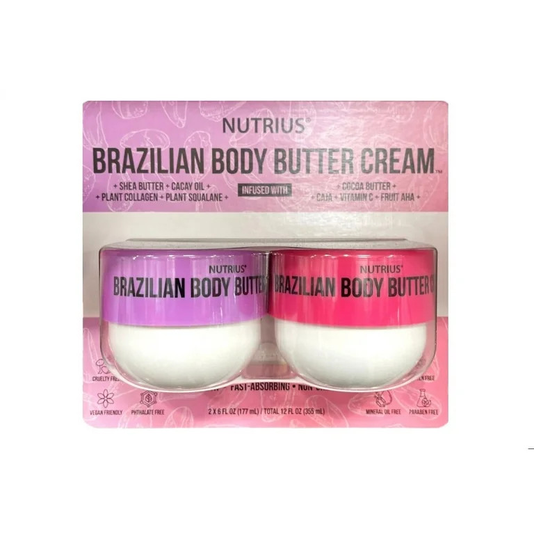 Nutrius Brazilian Body Butter Cream, 6 Fluid Ounce (Pack of 2) | Walmart (US)