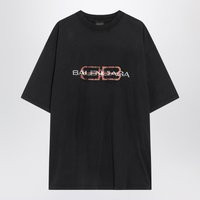 Balenciaga Faded Black Bb Icon Stencil Medium Fit T Shirt | Balardi (US & Canada)