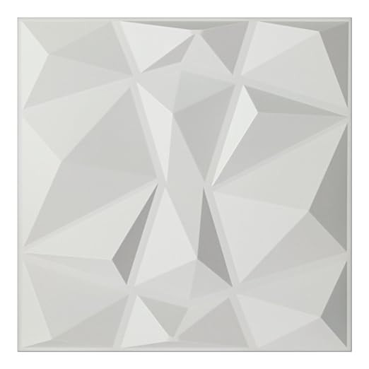 Art3d Textures 3D Wall Panels White Diamond Design Pack of 12 Tiles 32 Sq Ft (PVC) | Amazon (US)