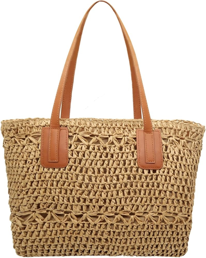 Straw Beach Tote Bag for Women Rattan Wicker Clutch Raffia Bag Summer Woven Hobo Shoulder Handbag | Amazon (US)