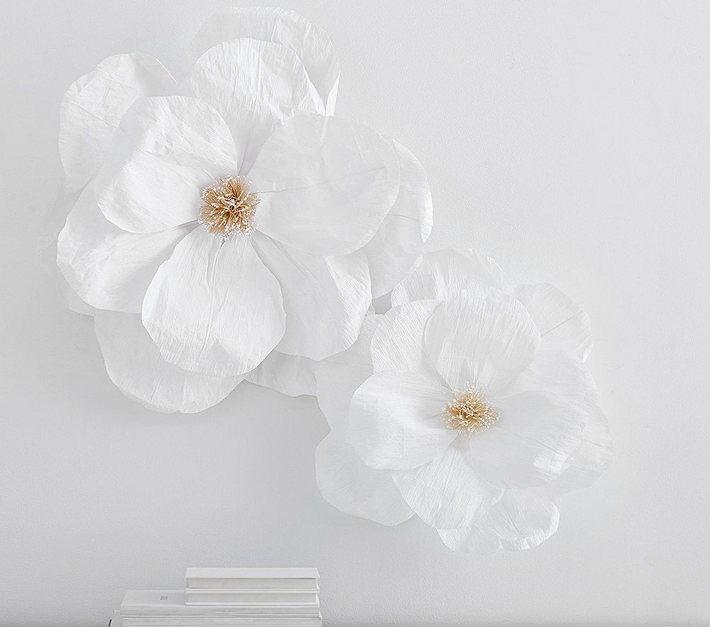 Jumbo Crepe White Paper Flowers Set of 2 (16"-20") | Pottery Barn Kids