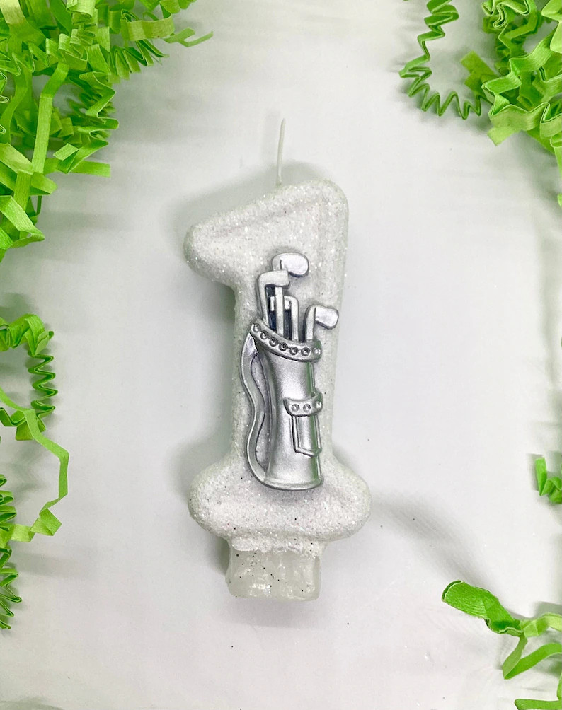 Golf Birthday Candle, Sports Party Decor, Sports Ball, Golf Clubs Party Decor, Sparkly Number Cak... | Etsy (US)