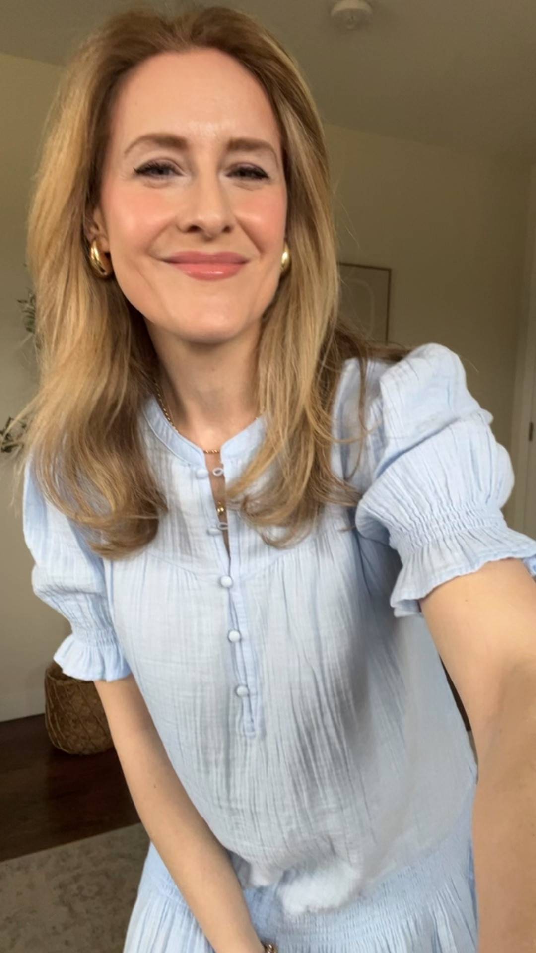 Cotton gauze mini dress with puff sleeves, drop waist. Comfy pull on style, functional buttons. I’m in my usual size small. Several colors. #walmartfashion 

#LTKootd #LTKmomlife