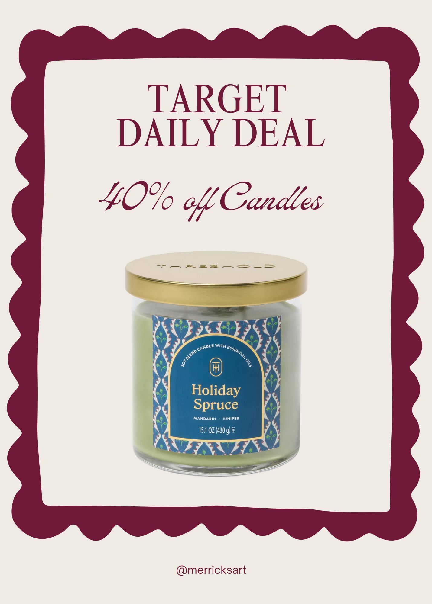 @Target Daily Deal
40% off candles
Grab some for your home and they also make great gifts for friends and family 

 #LTKGiftGuide #LTKHoliday