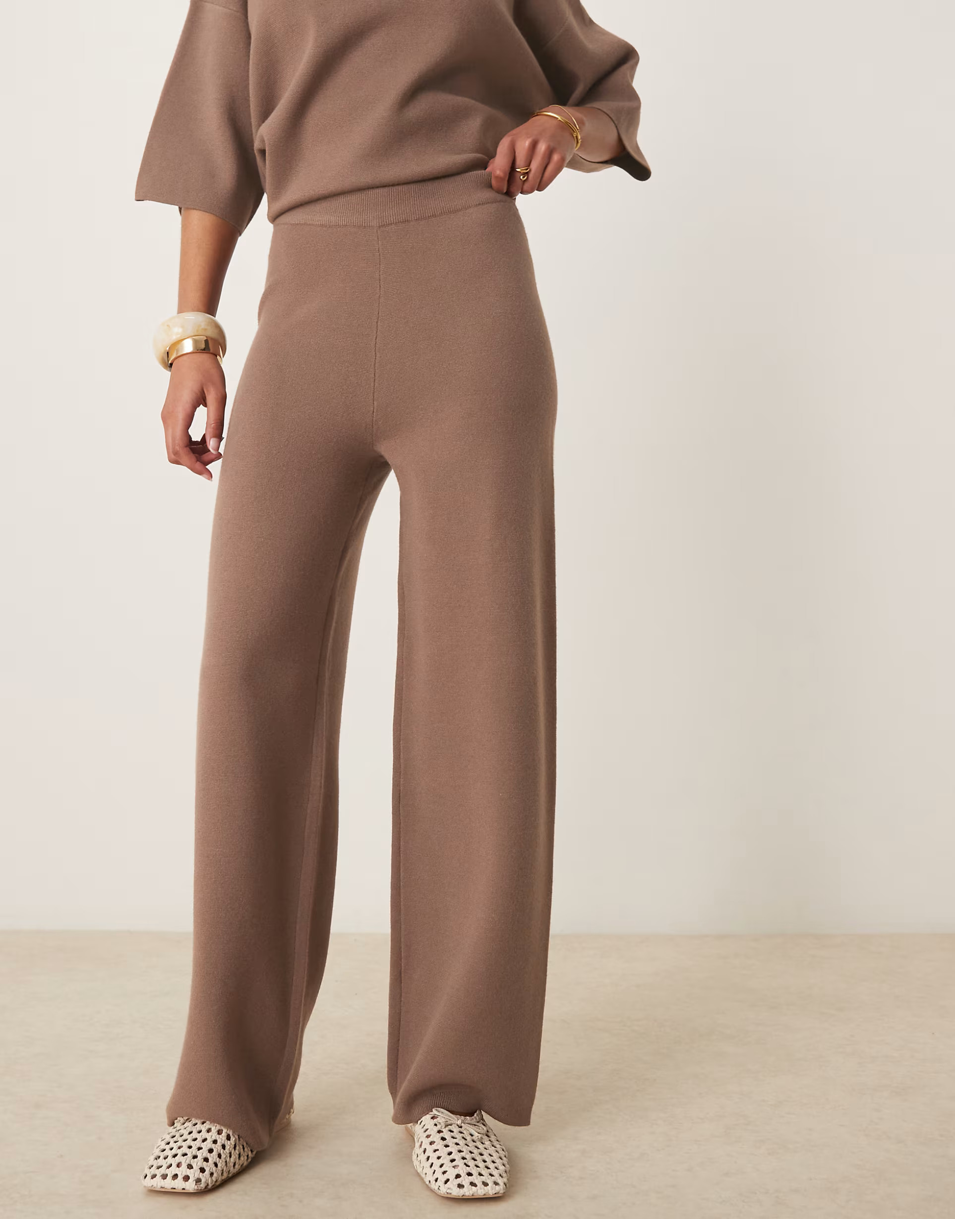 ASOS DESIGN knitted structured trouser co-ord in mocha | ASOS (Global)