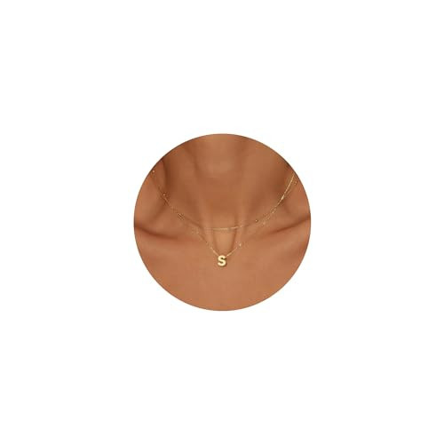 GIFT4U Gold Initial Necklaces for Women - 18K Gold Plated Cute Letter S Initial Necklaces Dainty Gold Necklace Choker Layered Initial Necklaces for Women Gold Necklace for Women Gold Jewelry for Women | Amazon (US)