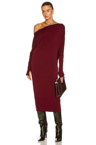 Enza Costa Silk Jersey Slouch Dress in Dark Ruby | FWRD | FWRD 