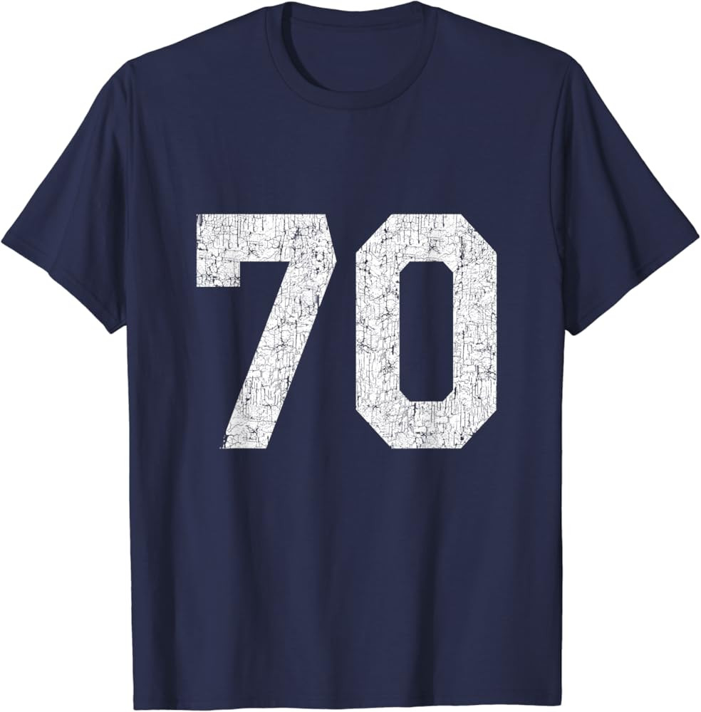 Jersey Uniform Number #70 Athletic Style Sports Graphic T-Shirt | Amazon (US)