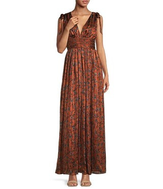 Sugarlips Leoben Floral Descanso V-Neck Sleeveless Pleated Maxi Dress | Dillard's | Dillard's