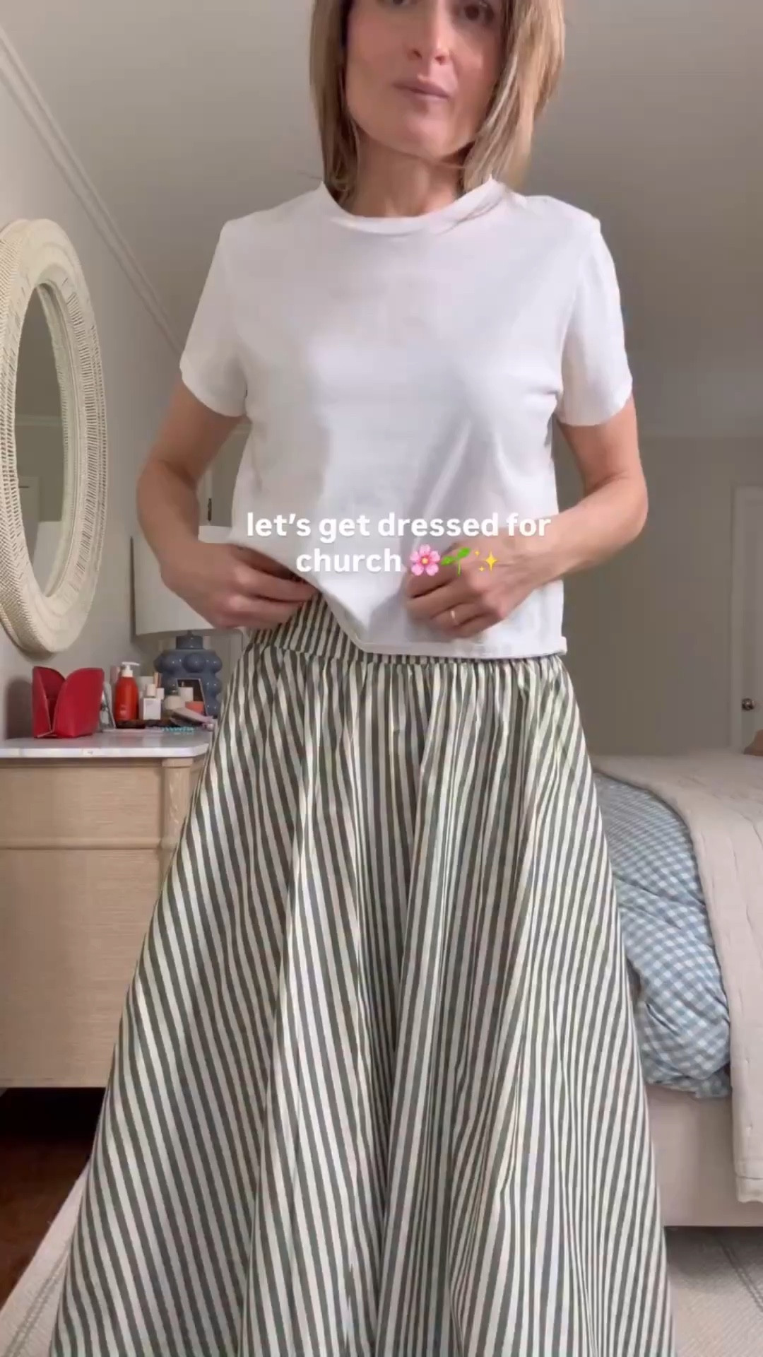 Happy Sunday, friends! 🤍 Hope the weekend is treating you well!

✨ Love this simple spring outfit formula - a fun skirt, crisp white tee, sweater over your shoulders for warmth & added interest, jelly flats and a piece of jewelry for added color/sparkle. This skirt was such a good find. It’s one of those easy, throw-on pieces that works no matter your plans—dress it up with jewelry or keep it casual with sandals and a tee all spring and summer. My shoes (under $50, but look & feel way more 🤌🏻) & clutch are favorites from last year I’m so excited to be able to pull out again as the weather warms up. Love this pretty pink necklace that can we worn on its own or with a charm attached (like I did here!) 

Sizing notes: tee- wearing a small. Skirt: wearing a Small, but could have done an XS, jellies: run tts in a 7 

❤️ Follow for easy everyday outfit inspiration that’s effortless and practical, but still makes you feel put together. Let’s rebuild the habit of getting dressed together! 

#outfitinspo #outfitideas #sundaybest  #springoutfit #grwm

#LTKootd