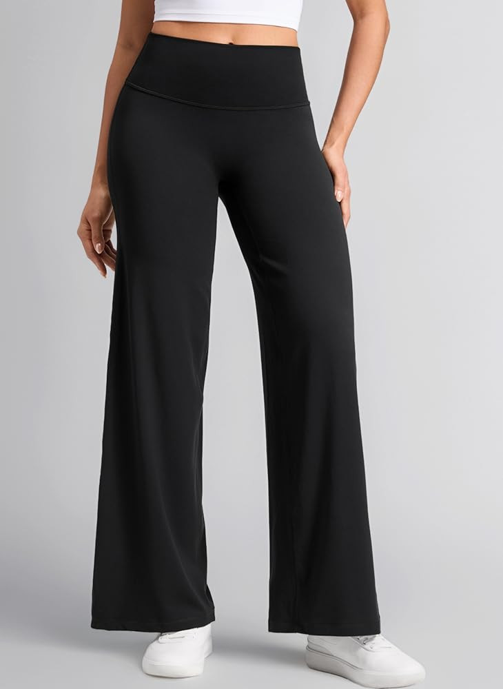 CRZ YOGA Softretch Women's No Front Seam Wide Leg Yoga Trousers 30" - High Waisted Lounge Casual ... | Amazon (UK)