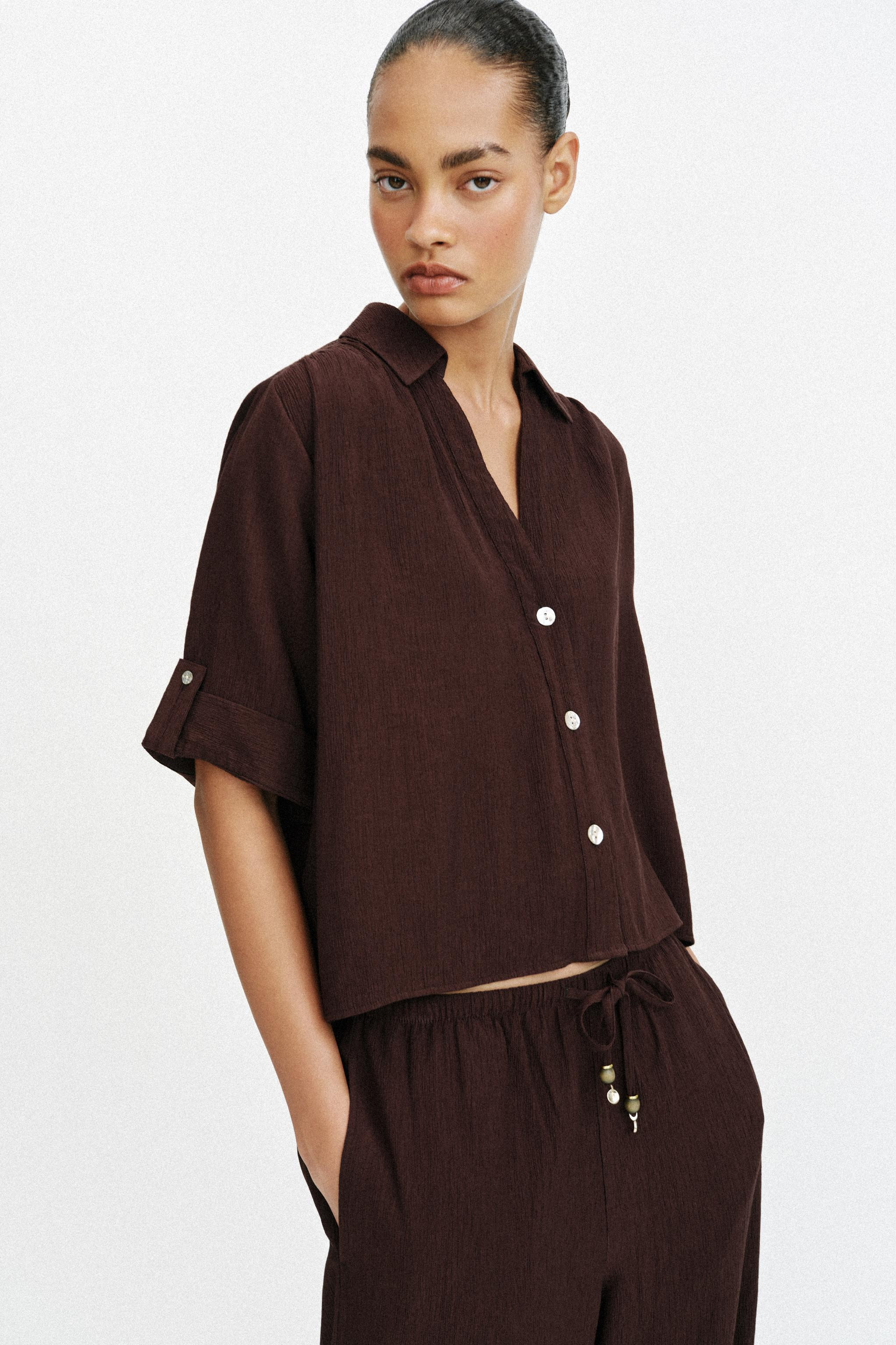 FLOWY SHORT SLEEVE SHIRT | Zara US