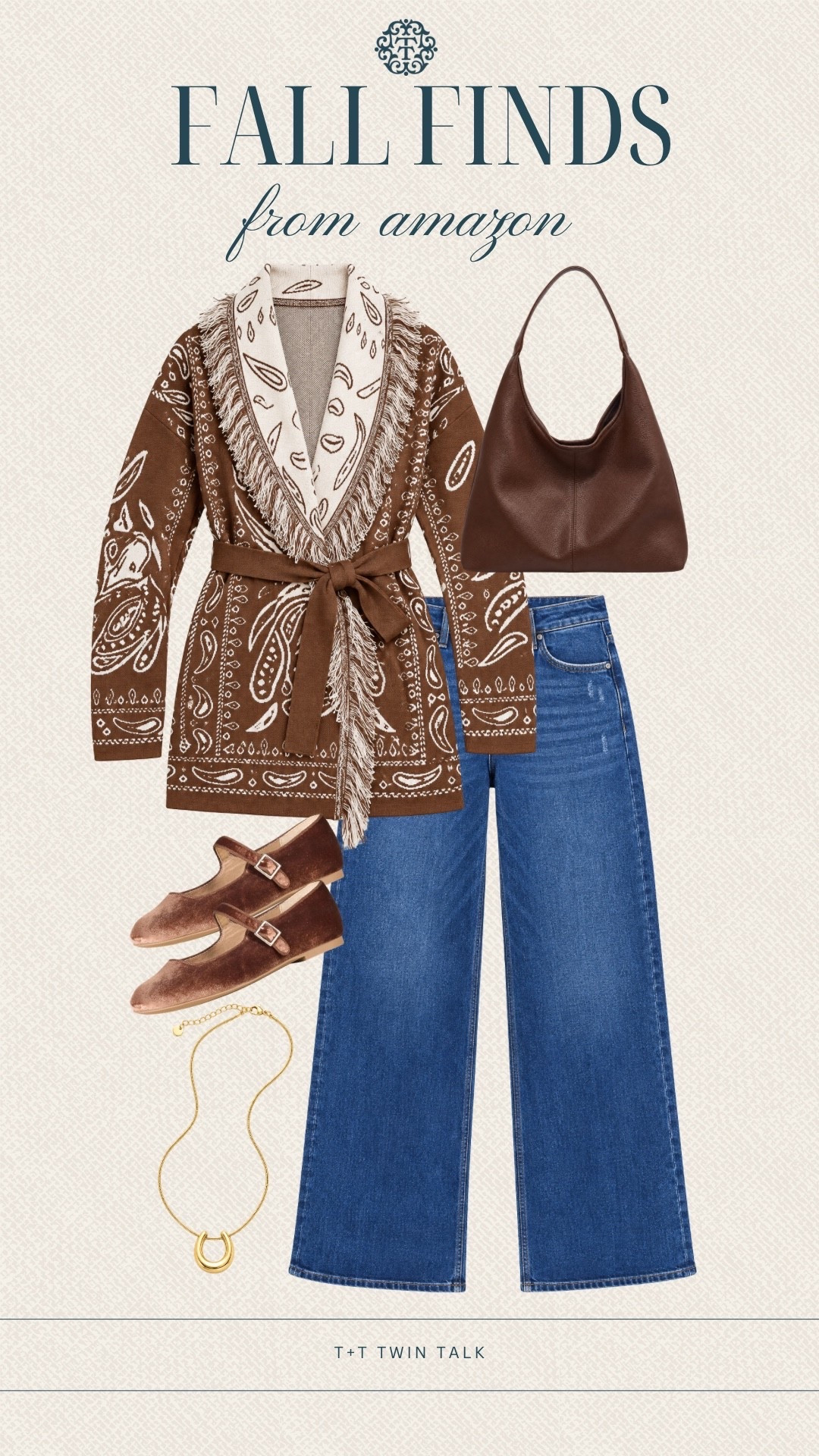 This Amazon fall outfit is giving all the cozy vibes. 🤎🍂 The statement cardigan paired with wide-leg denim, brown Mary Janes, and a chocolate tote makes such an easy everyday look for fall. So many good affordable wardrobe finds in one outfit!

#LTKSeasonal #LTKOver40 #LTKMidsize #AmazonFashion #AmazonFinds #FallOutfit #FallFashion #AmazonStyle #WideLegJeans #FallCardigan #AffordableFashion