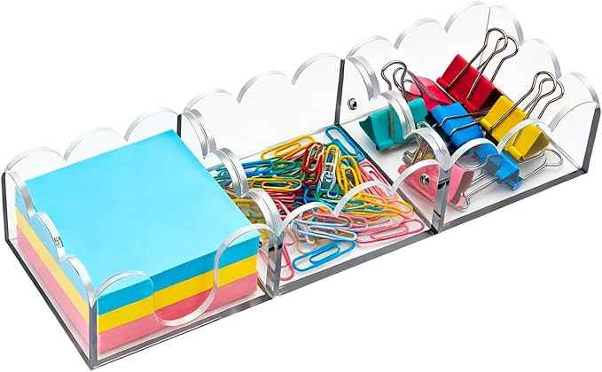 Magnetic 3-in-1 Acrylic Sticky Note Holder, 3" x 3" Post It Notes & Memo Pad Dispenser, Desk Orga... | Amazon (US)