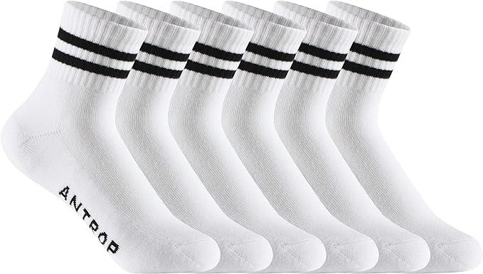 Antrop WoMen Quarter Crew Cotton Heel Tab Athletic Running Cushion Socks (6 Pairs) | Amazon (US)