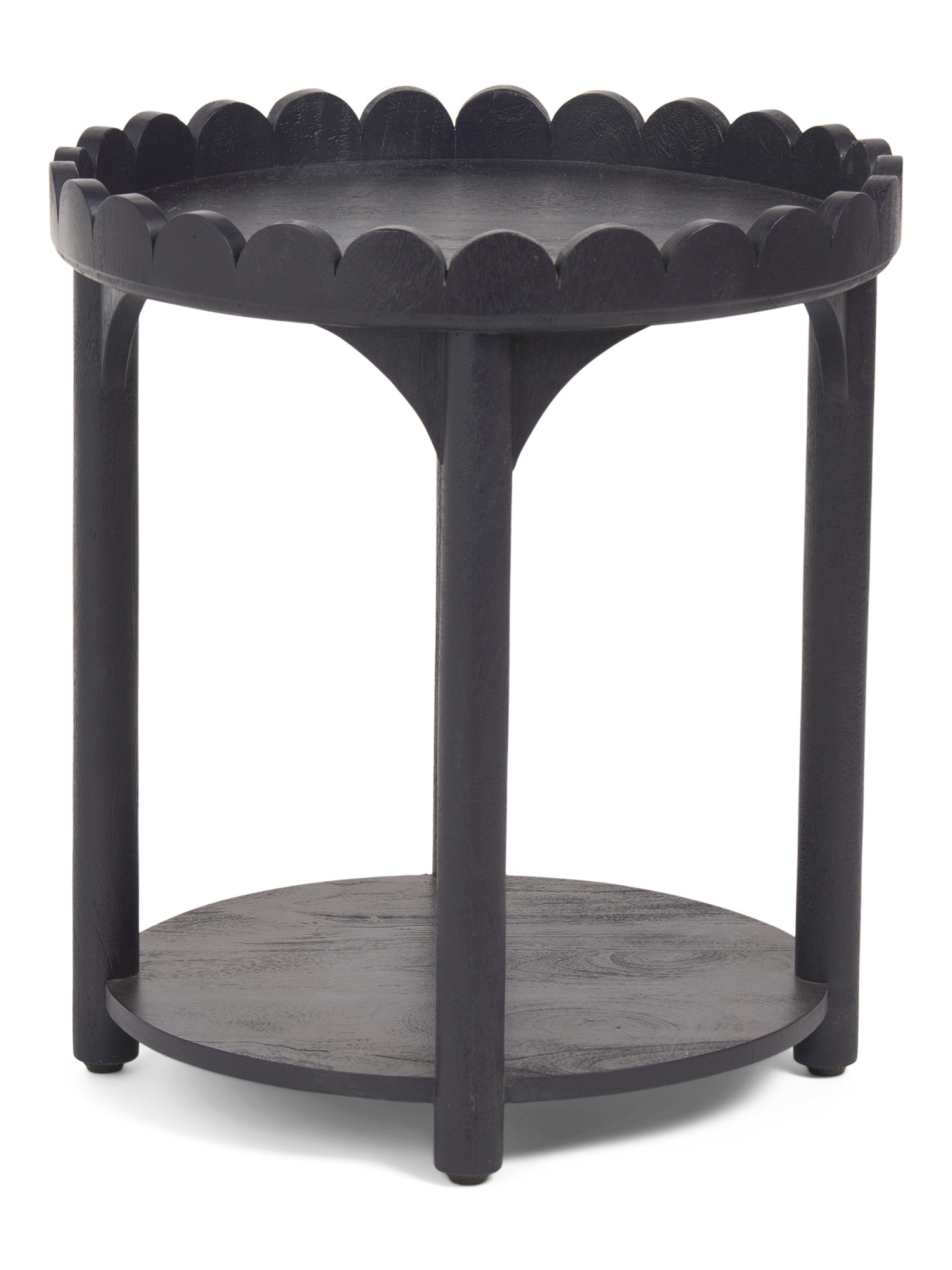 22x20 Solid Wood Round Scalloped Table With Shelf | TJ Maxx